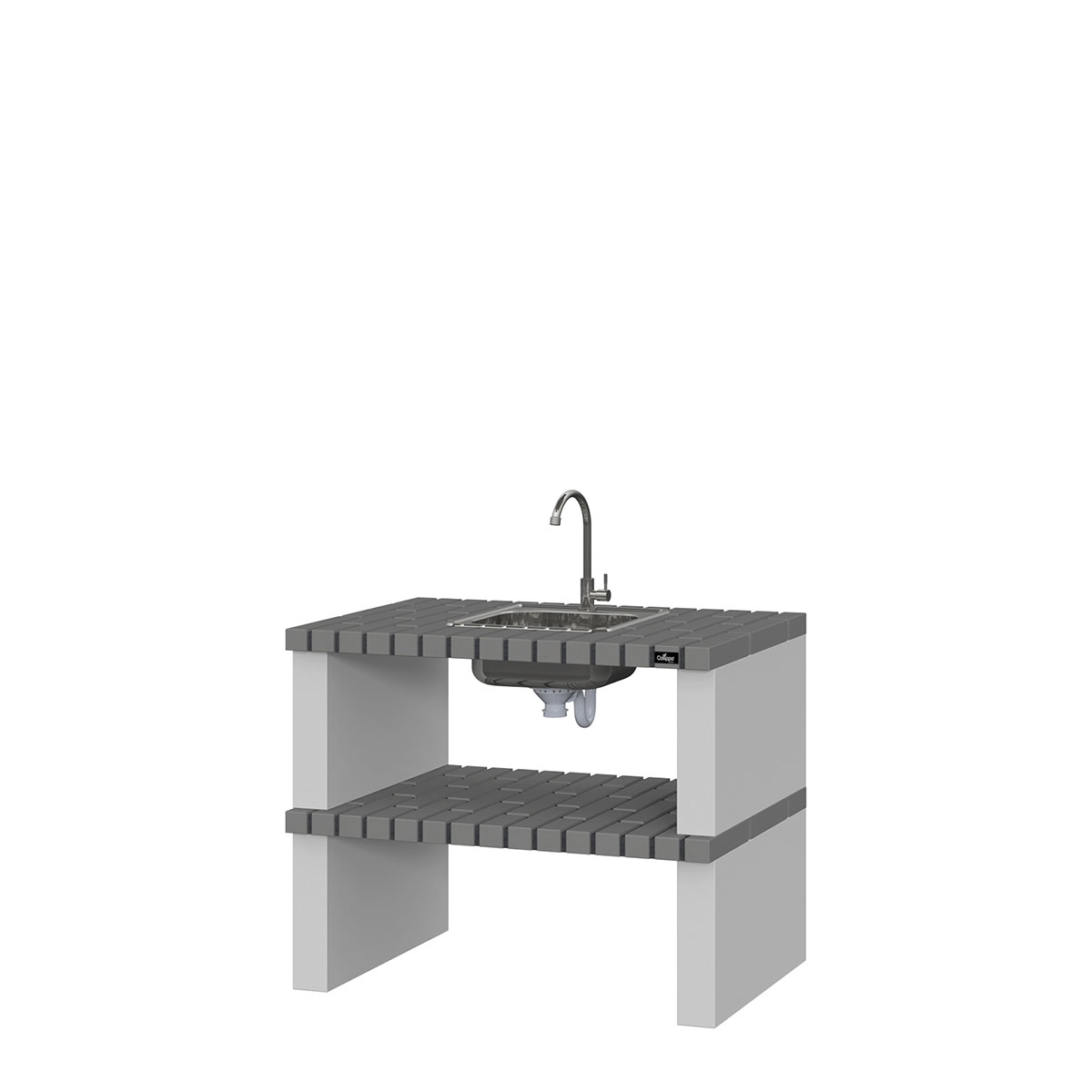 Tróia Gray Arbeitsplatte mit Waschbecken und Wasserhahn