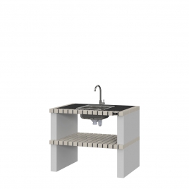 Arbeitsplatte mit Granit, Waschbecken und Troia White-Wasserhahn