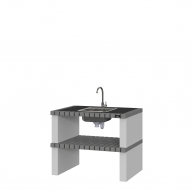 Countertop with granite, sink and faucet Troia Gray