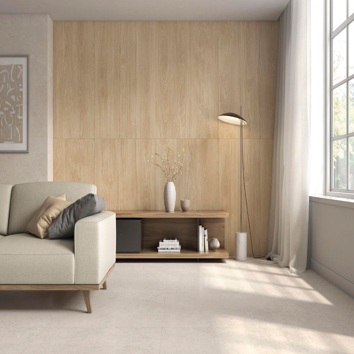 Living Room with Astrale Beech Coating 60x120