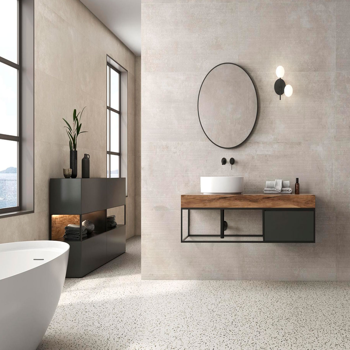 Baño con Bogart Blanco Relieve 60x120