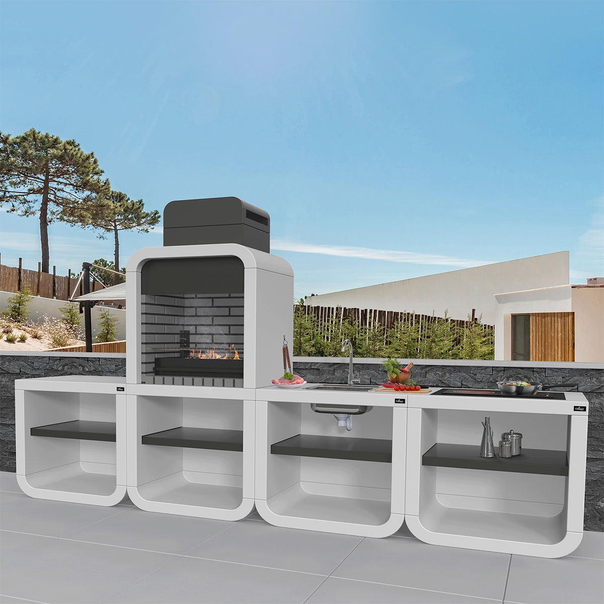 Exterior con Barbacoa Belém Frigo Gris-Negro - 2