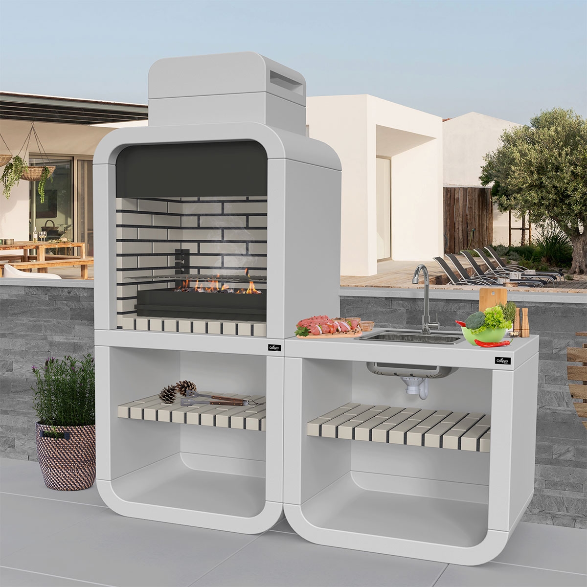 Outdoor with Barbecue Belém Frigo White - 2
