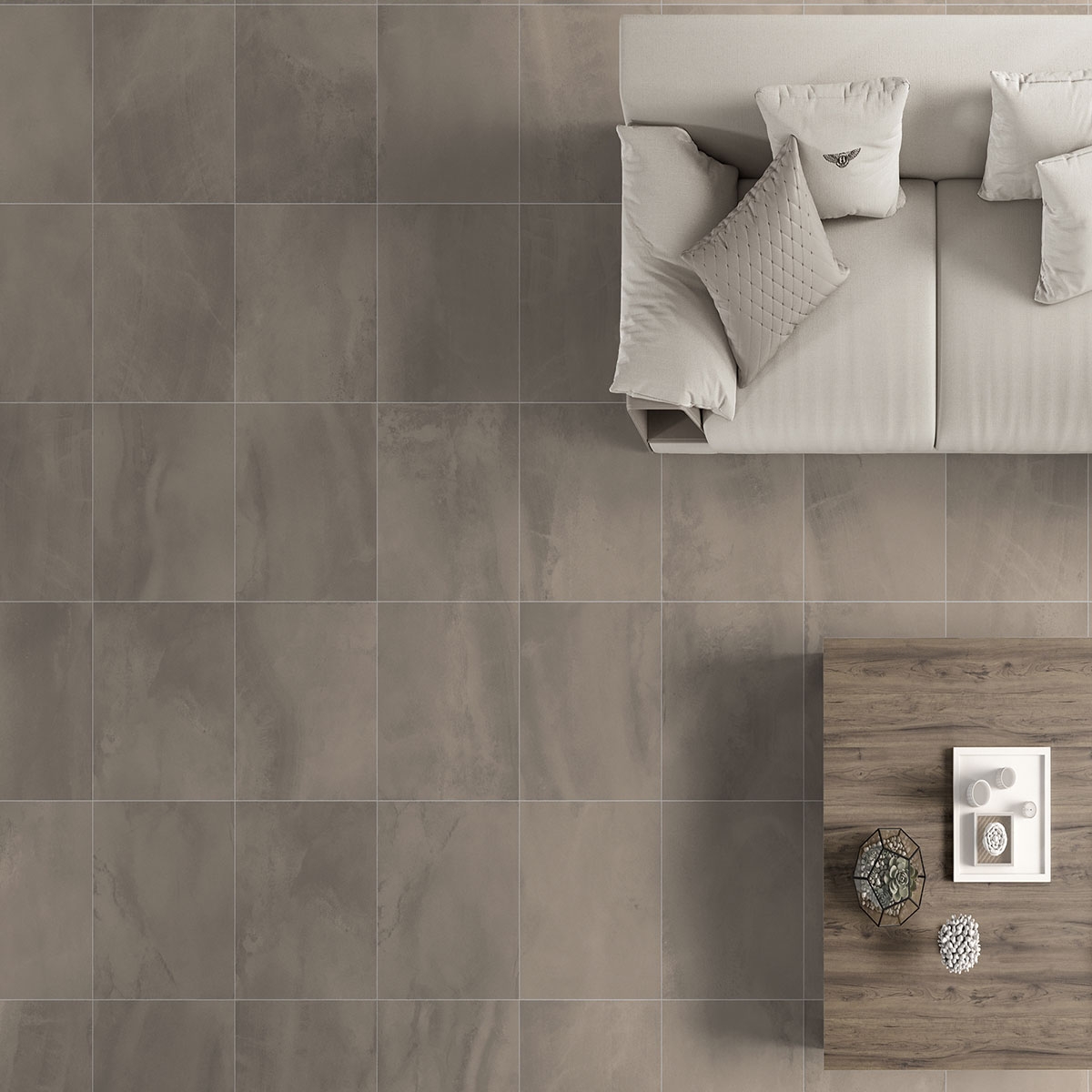 Interior con pavimento Durango Mud 60x60