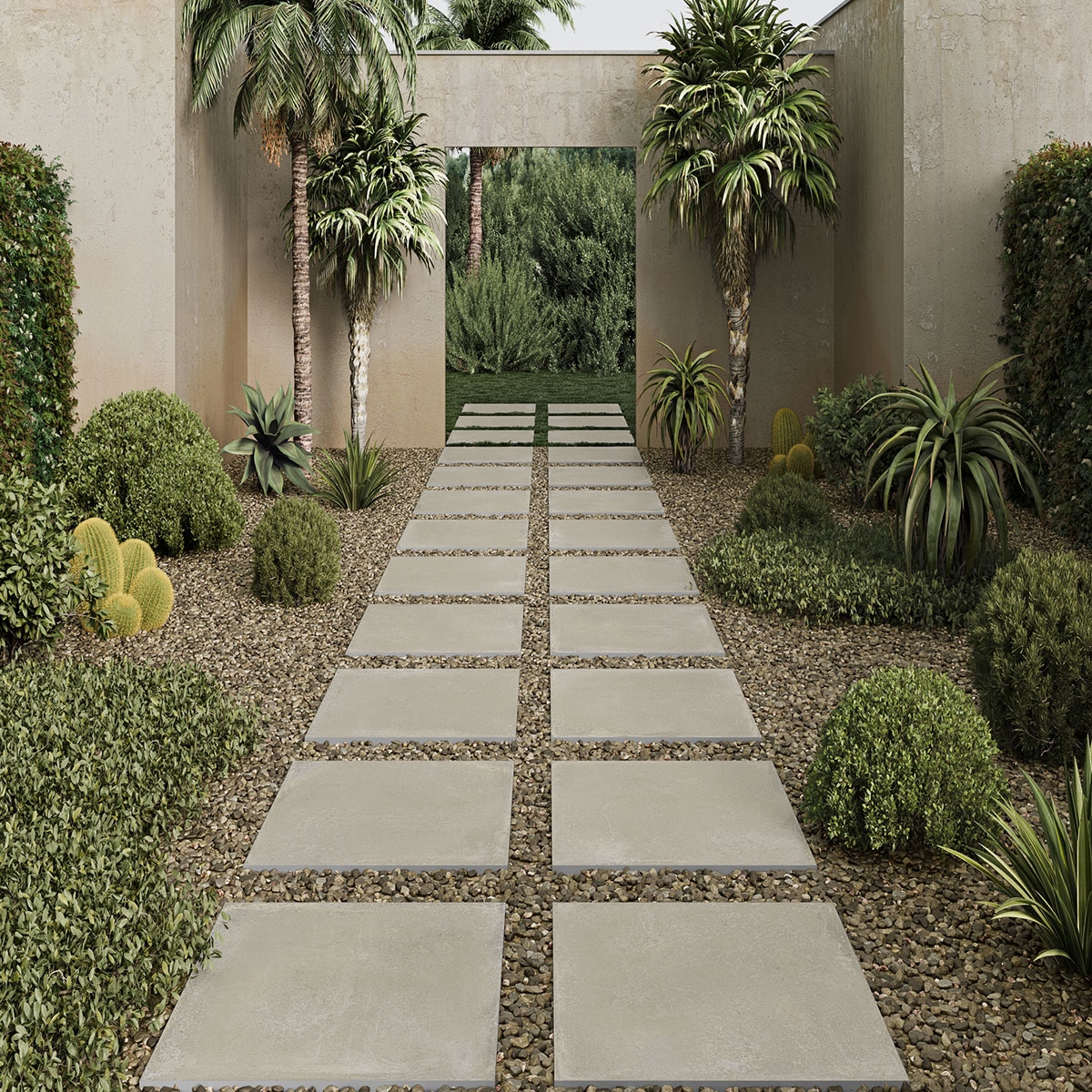 Exterior con pavimento Davenport Extrem Beige 90x90