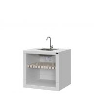 Estoril White Arbeitsplatte mit Waschbecken und Wasserhahn