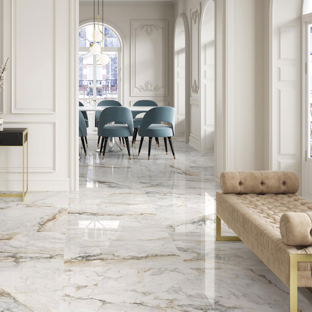 Interior with CR Pisa Gold flooring 90x90