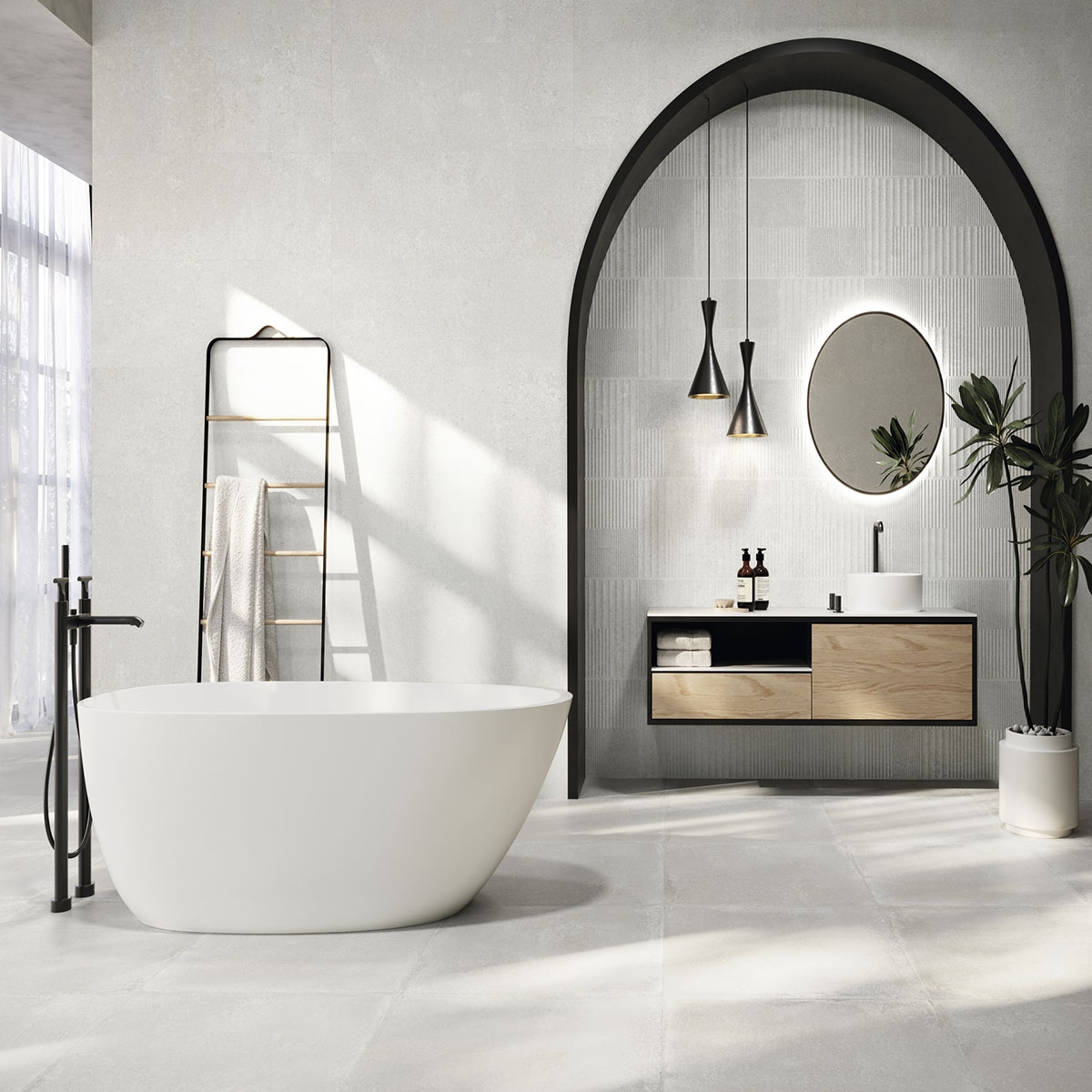 Salle de bain avec revêtement Davenport White 40x120