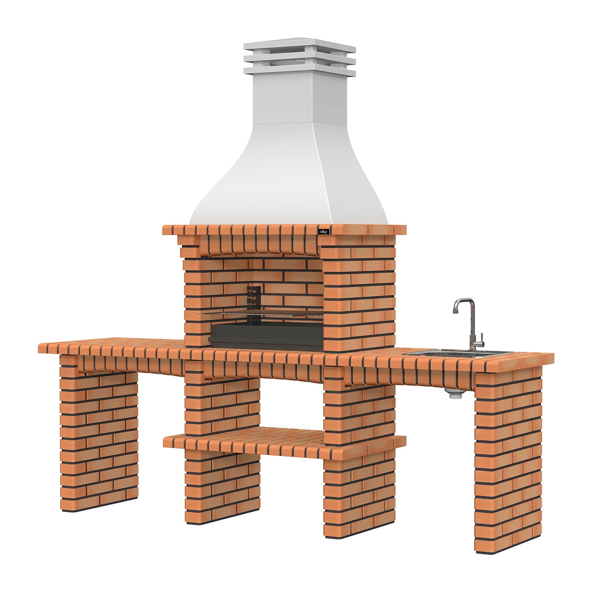 Barbecue with 2 countertops, sink and tap Tavira Yellow