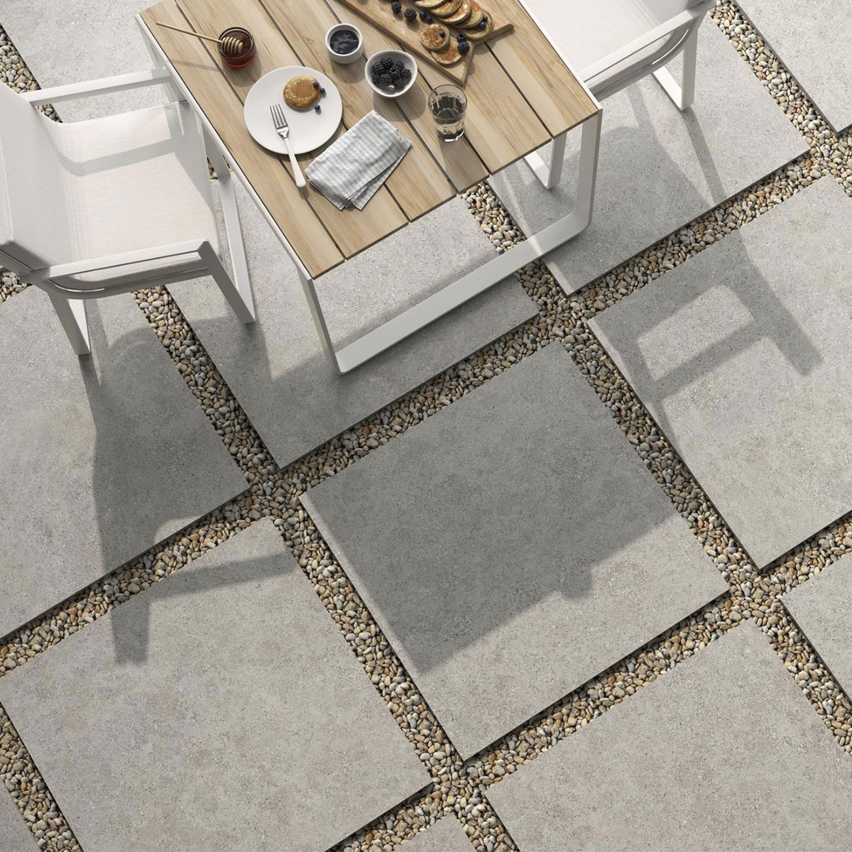 Extérieur avec revêtement de sol CR Moleanos Pearl 120x120