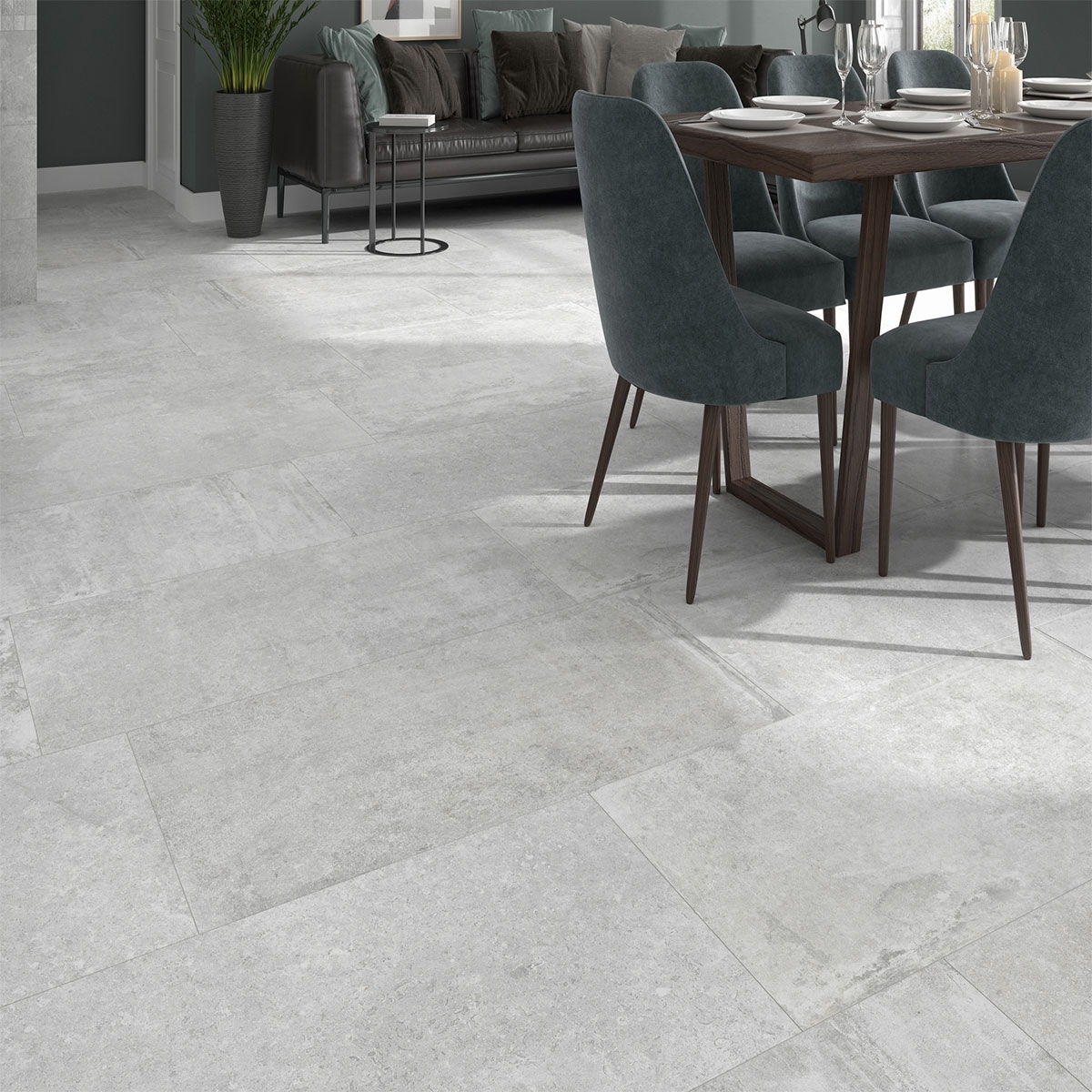 Interior com piso Etienne White 60x120