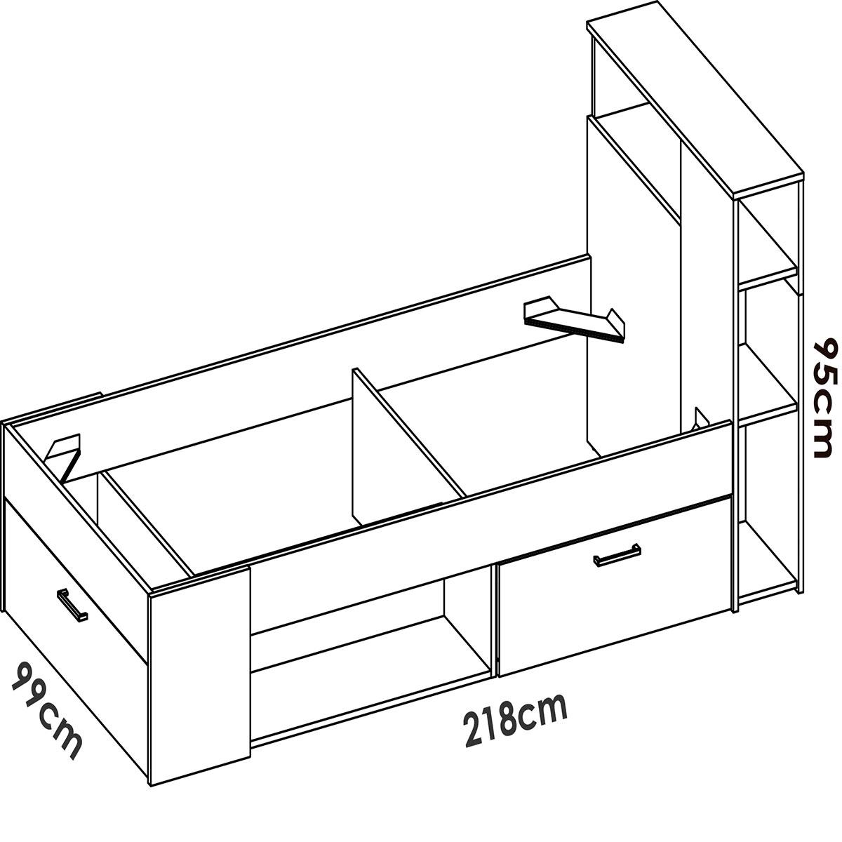 Messungen des Lanka Kompaktbetts 90x190 Natürliches