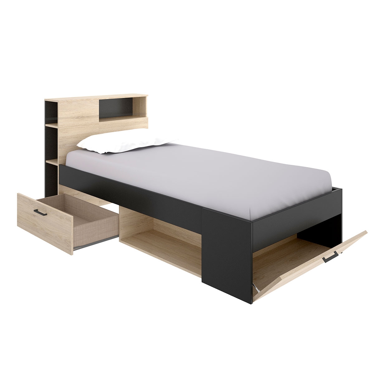 Lanka Cama Compacta 90x190 Grafite - 2