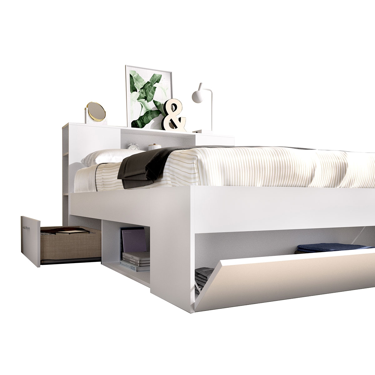 Cama Compacta Lanka 135/140x190 Blanco - 2