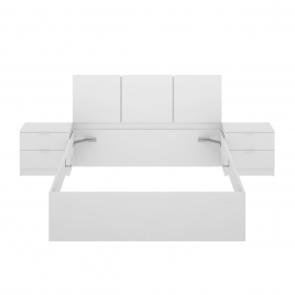 Havana Kopfteil: 3 Deckenleuchten + 2 Nachttische mit 2 Schubladen + Ring 135-140x190 Weiß