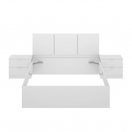 Tête de lit Havana 3 plafonniers + 2 tables de chevet avec 2 tiroirs + anneau 135-140x190 blanc