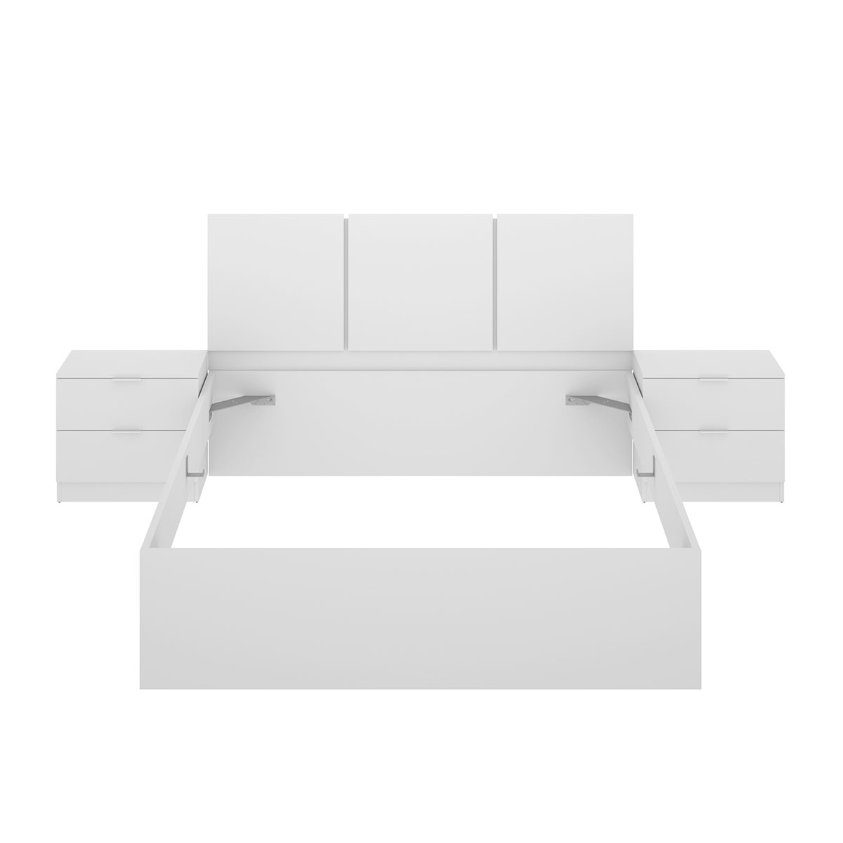 Cabezal Havana 3 Plafones + 2 Mesitas con 2 Cajones + Aro 135-140x190 Blanco