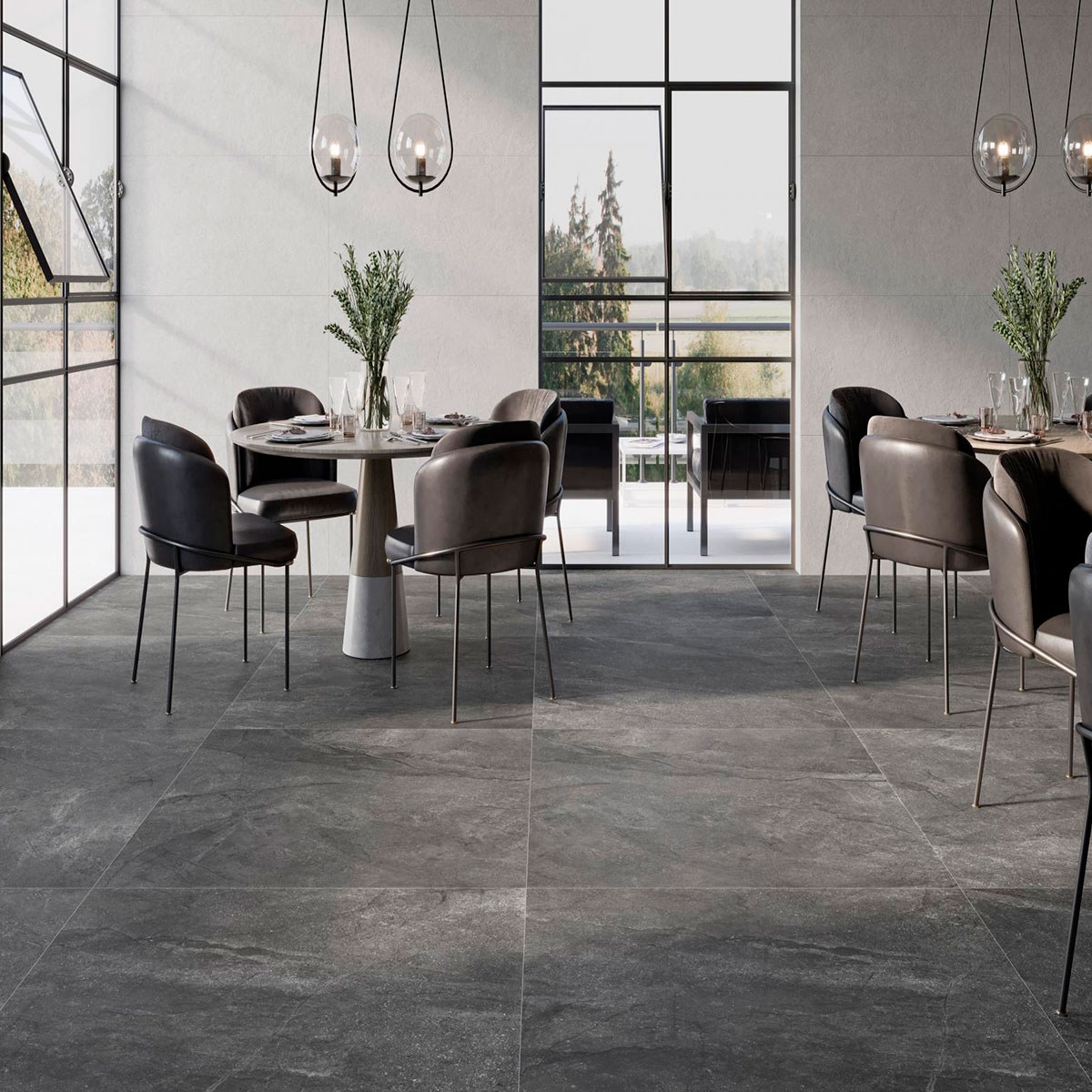 Interior con pavimento CR Wells Ash Mate 60x60