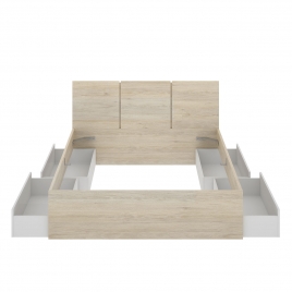 Cabezal Havana + Aro 135-140X190 + 4 Cajones Natural/Blanco