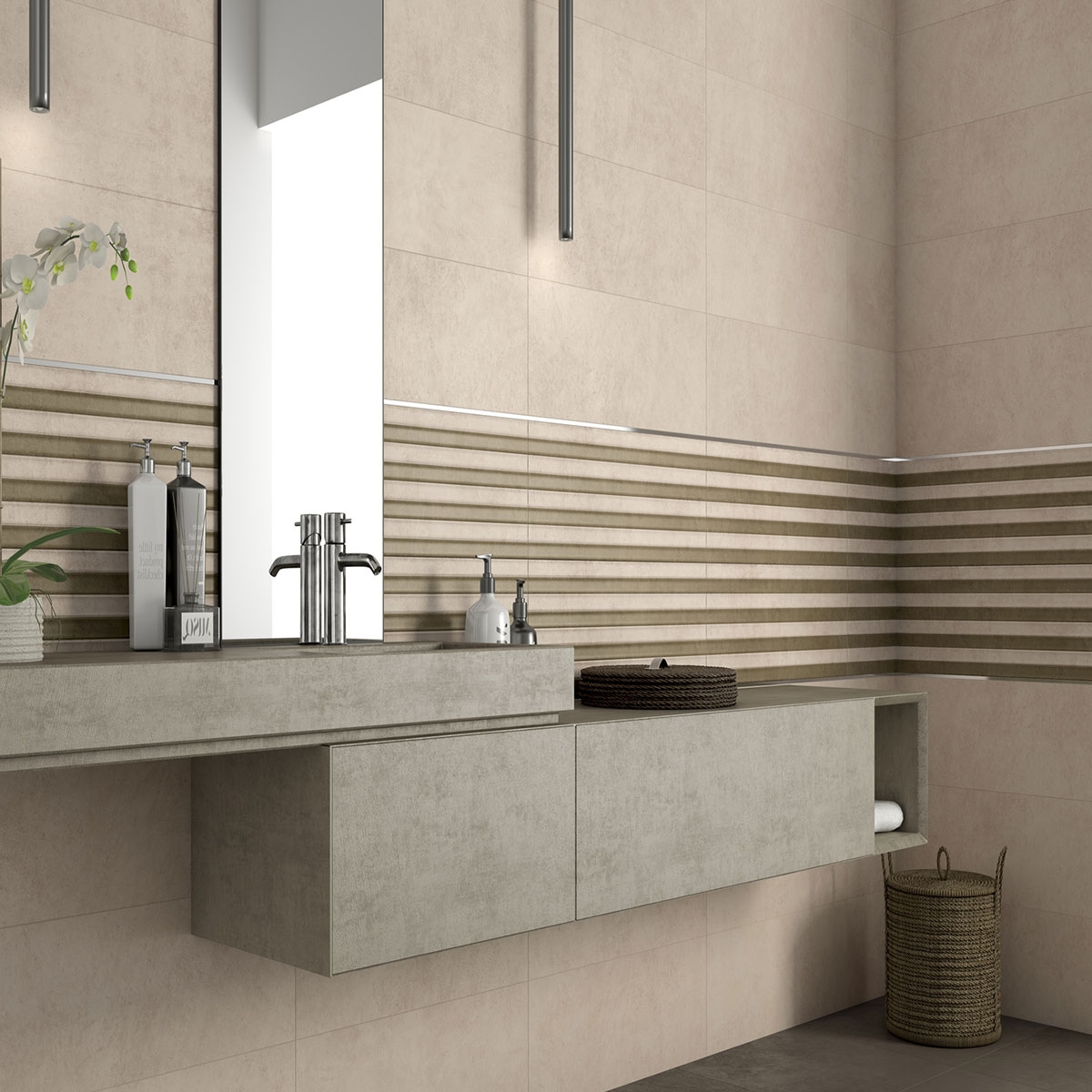 Baño con revestimiento Foster Sand 25x75