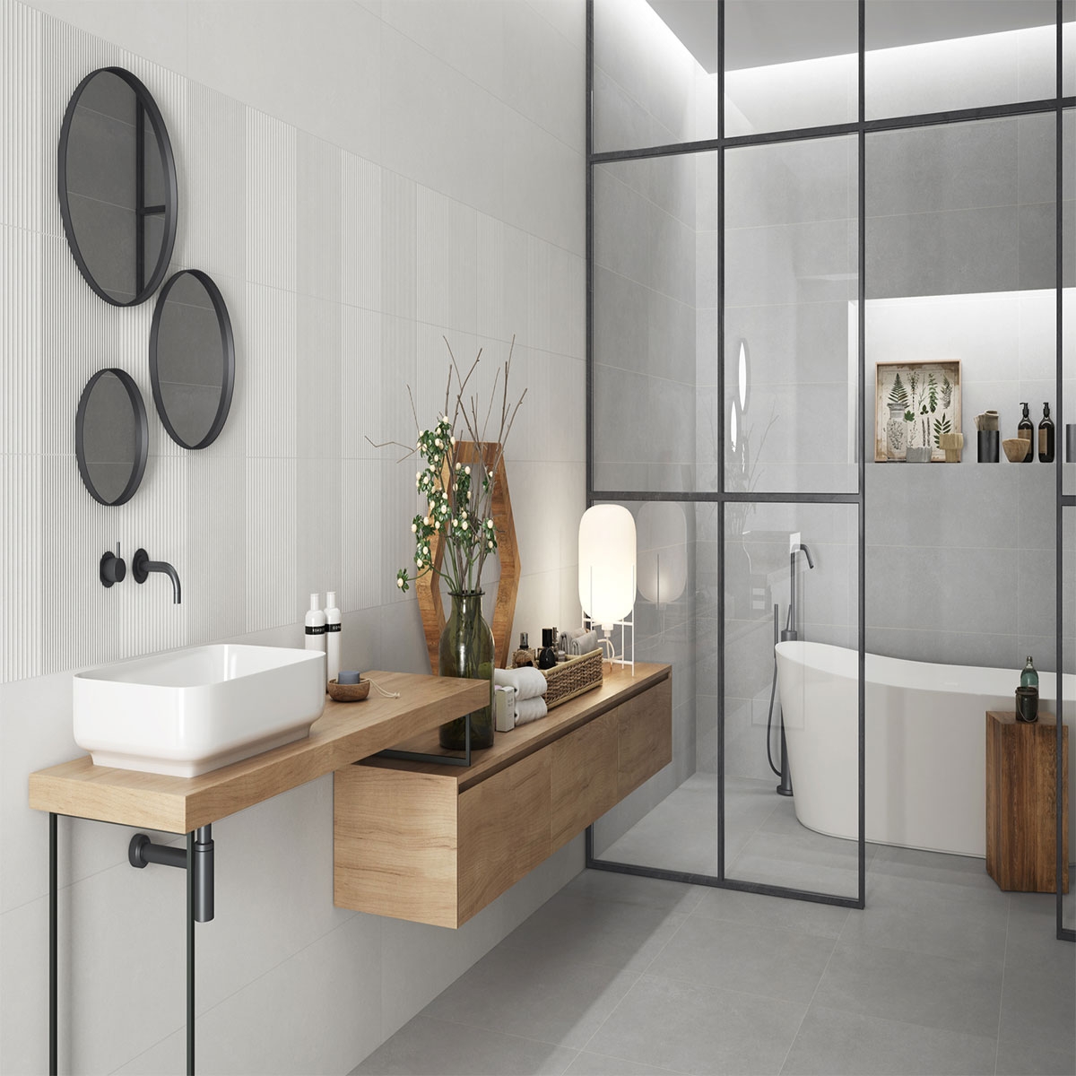 Salle de bain avec revêtement Galway Ash 30x90