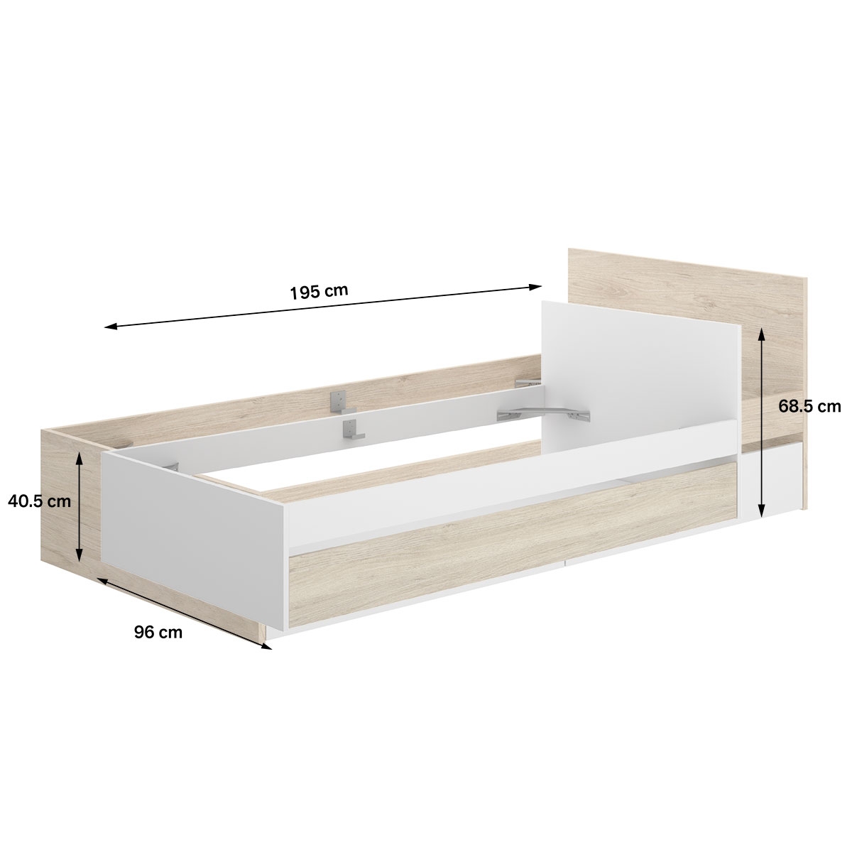 Dimensions du lit supérieur 90x190 + traînée