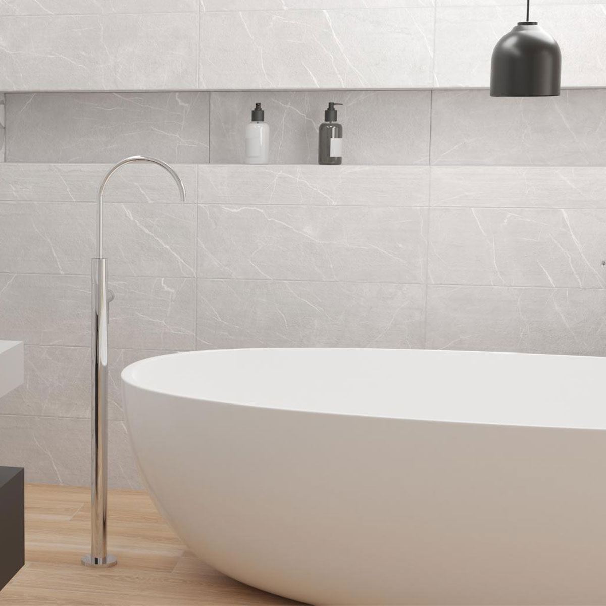 Interior com revestimento ES Kediri Pearl 30x90