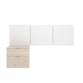 Bito Head 3 Deckenleuchten + 2 Schubladen Nachttisch Weiß/Natürlich.