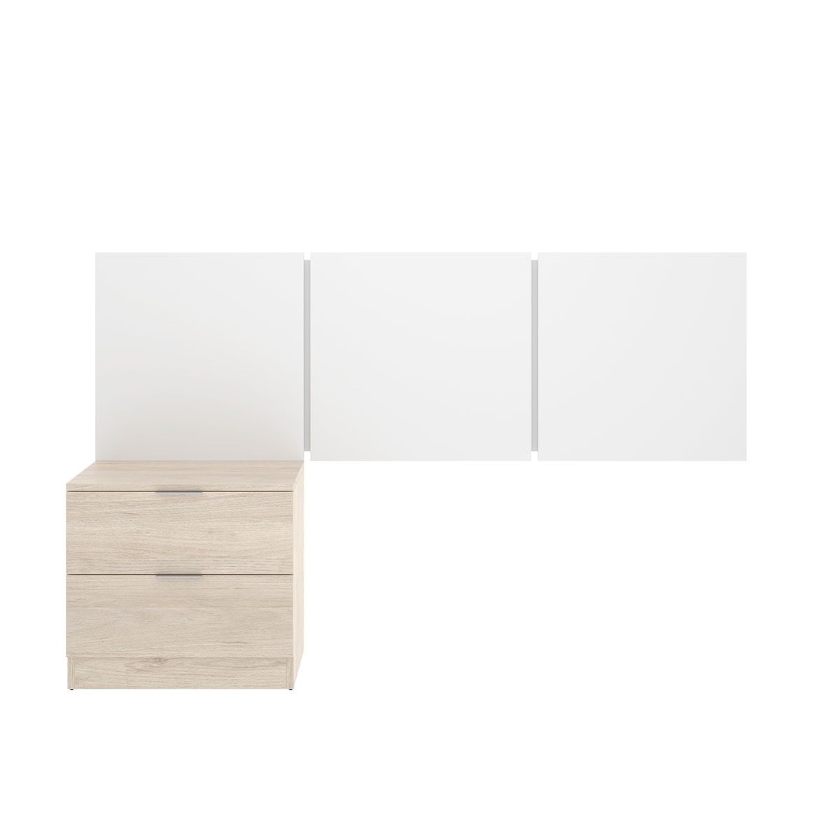 Bito Head 3 Deckenleuchten + 2 Schubladen Nachttisch Weiß/Natürlich.