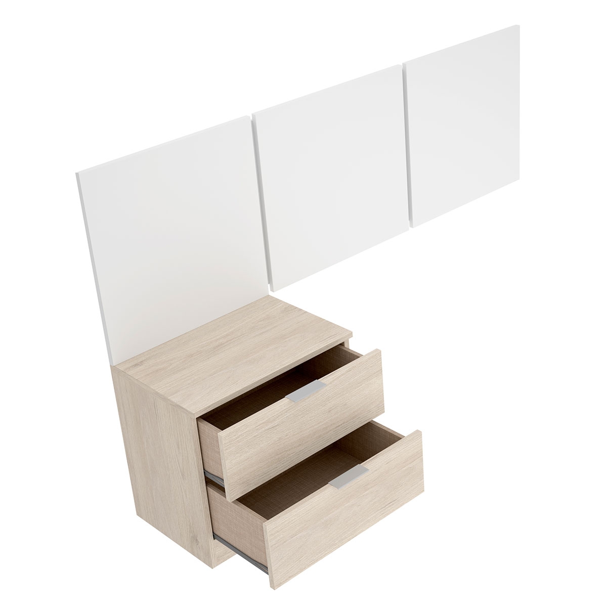 Bito Head 3 Deckenleuchten + 2 Schubladen Nachttisch Weiß/Natürlich - 4