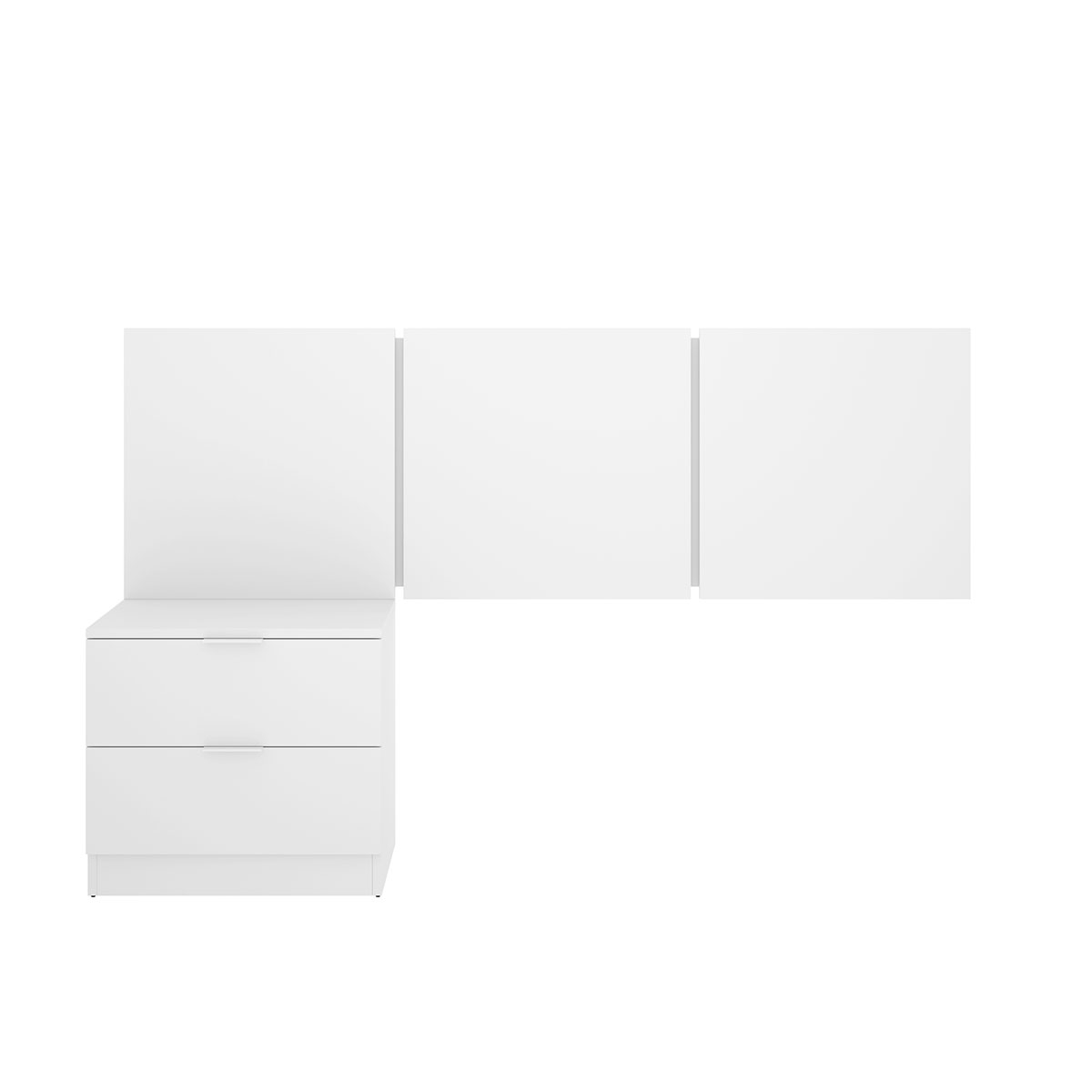 Bito Head 3 Deckenleuchten + 2 Schubladen Nachttisch Weiß