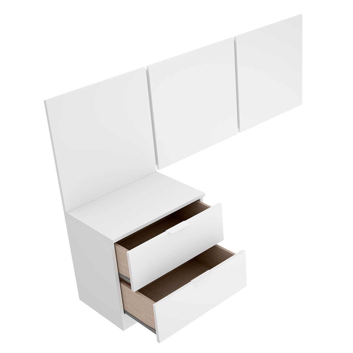 Bito Head 3 Deckenleuchten + 2 Schubladen Nachttisch Weiß - 3