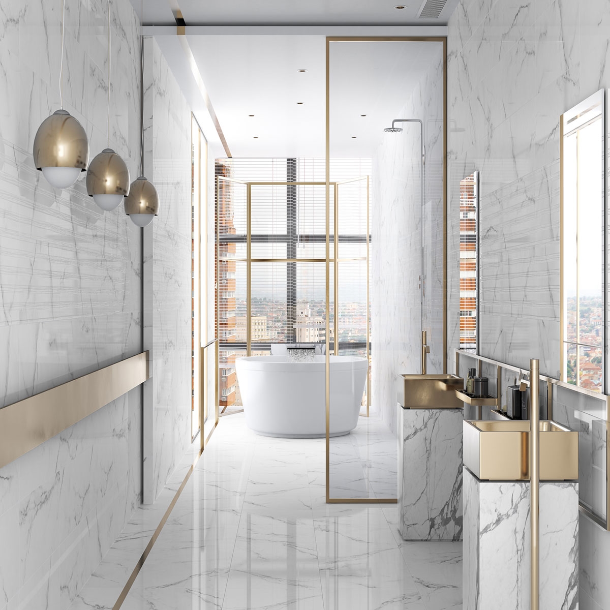 Bathroom with Fontana White Mate flooring 60x60