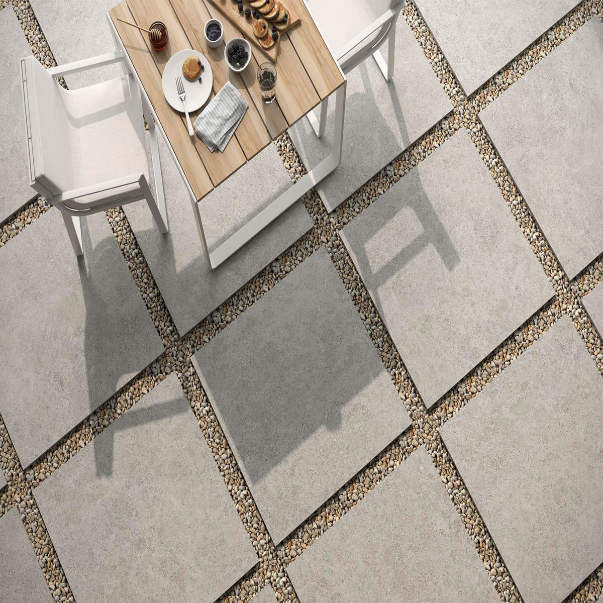 Exterior con pavimento CR Moleanos Pearl Antideslizante 60x60