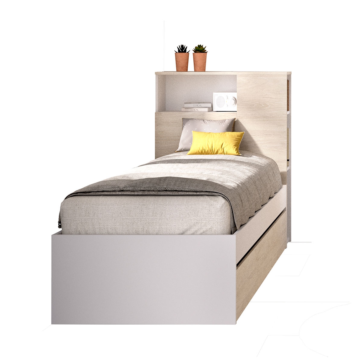 Tête + Dix Anneaux 90x190 + Naturel/Blanc Drag - 2