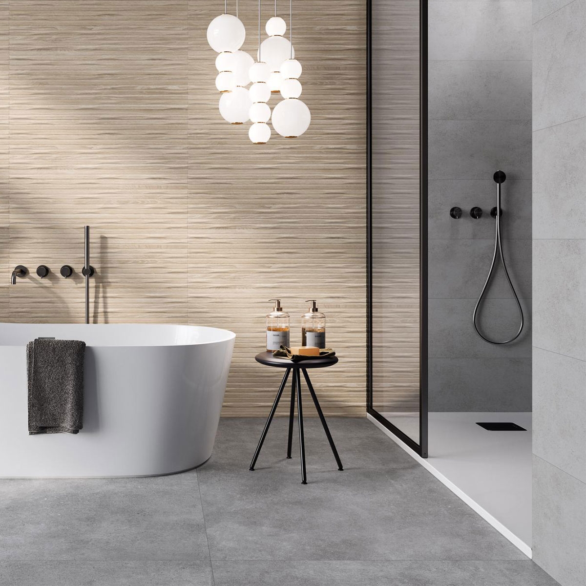 Interior com pavimento Vita Marengo 90x90