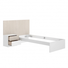 Kopf + Nachttisch + Löwenring 90x190 Streifen/Weiß