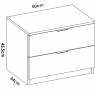 Mesures de Lago Table de chevet blanche à 2 tiroirs