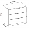 Measurements of Lago 3 Drawer White Nightstand