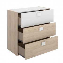 Commode Dina 3 tiroirs naturel/blanc