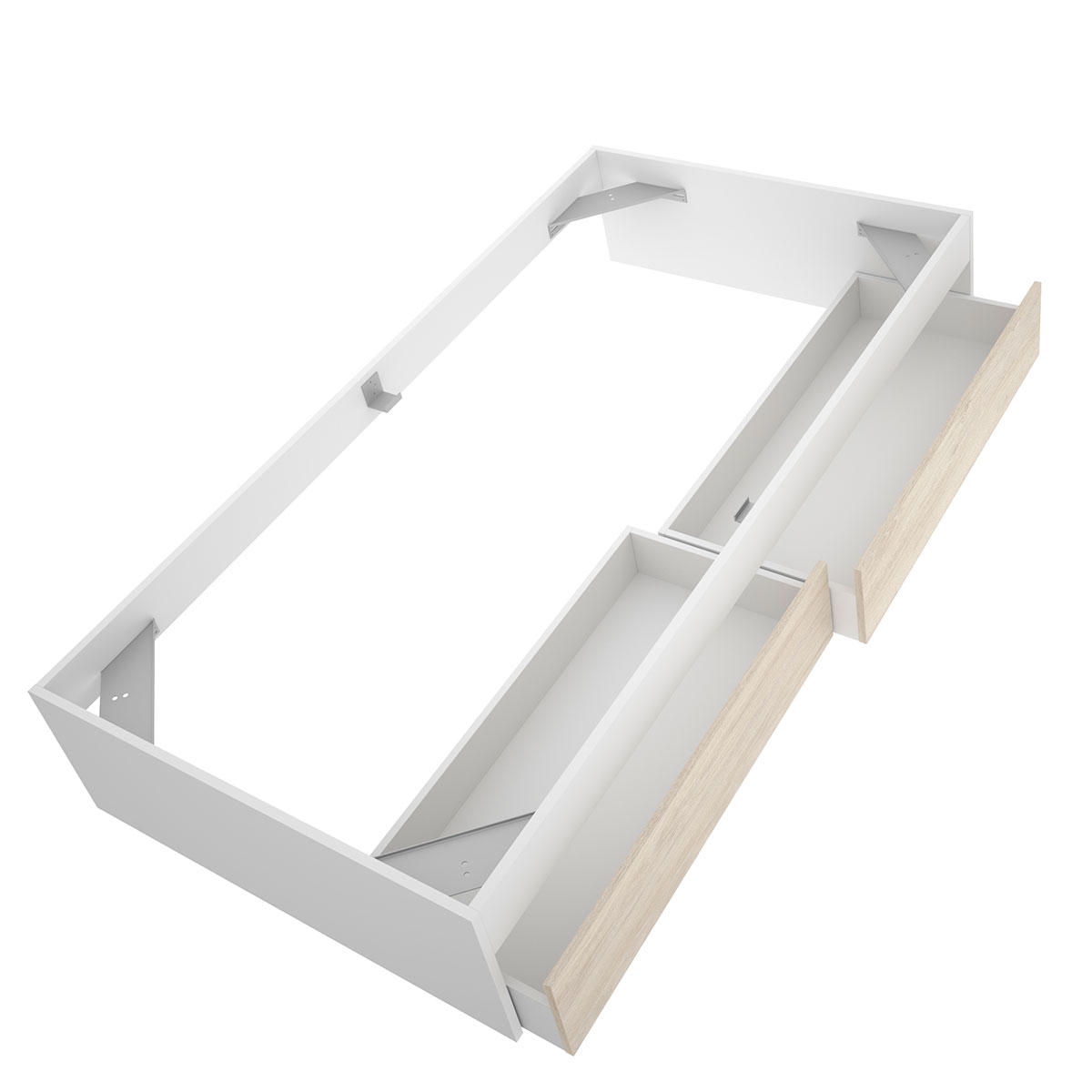 Cama Lago Hoop 90X190 + 2 Gavetas Branco/Natural - 2