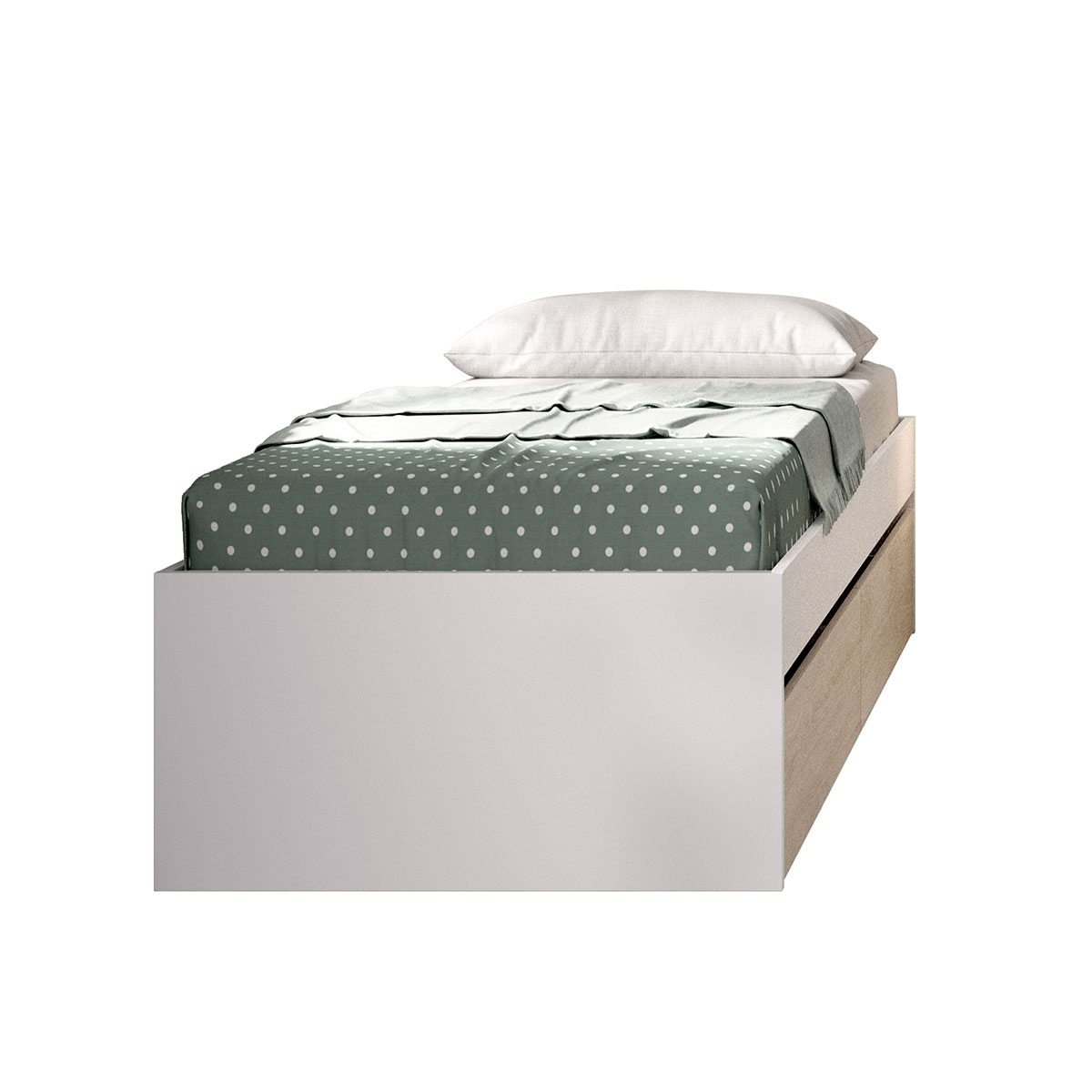 Lake Bed Hoop 90X190 + 2 Drawers White/Natural - 3