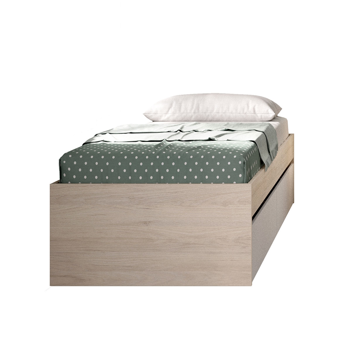 Aro Cama Lago 90X190 + 2 Gavetas Natural/Branco - 3