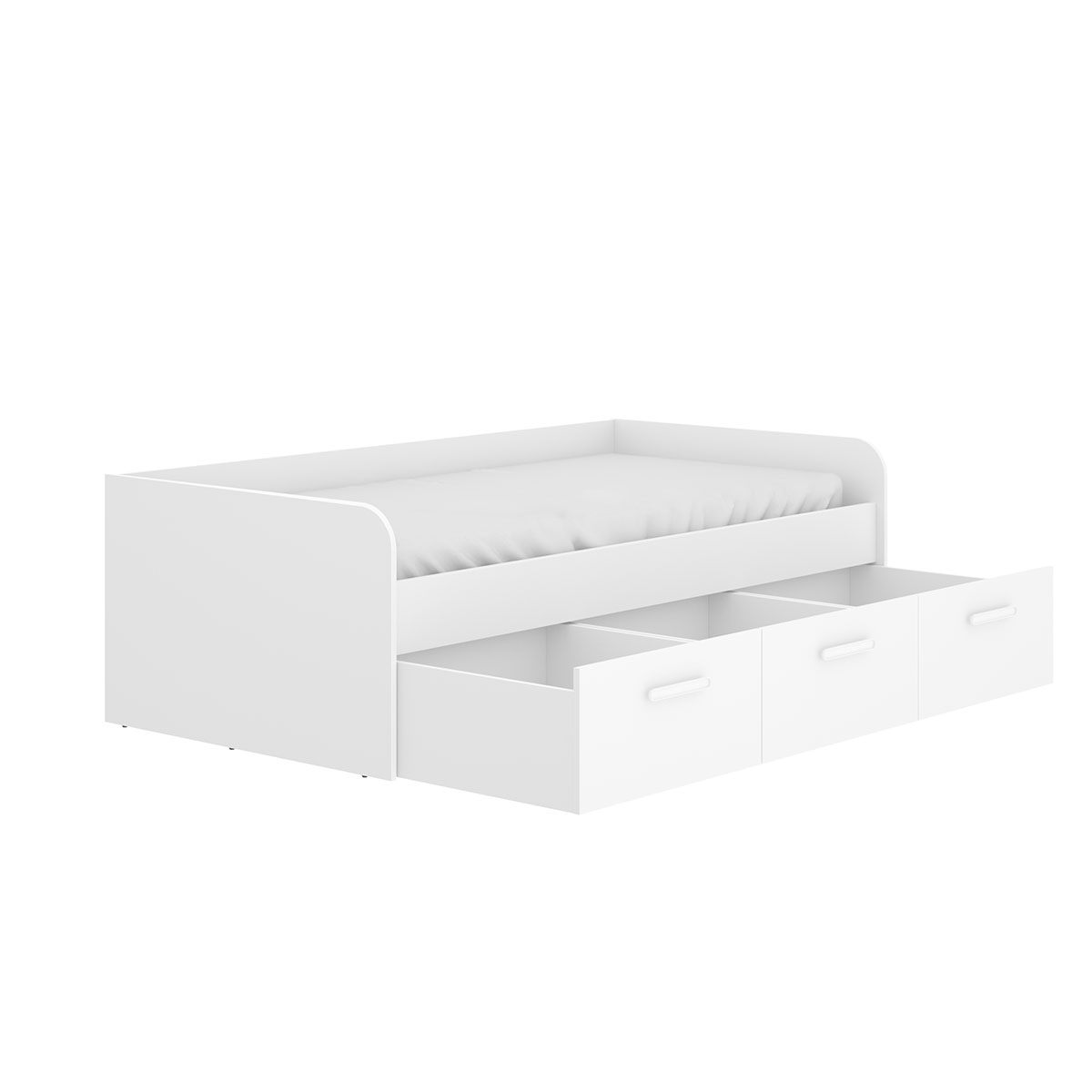 Mek Trundle Bed Ring com 3 Gavetas Branco