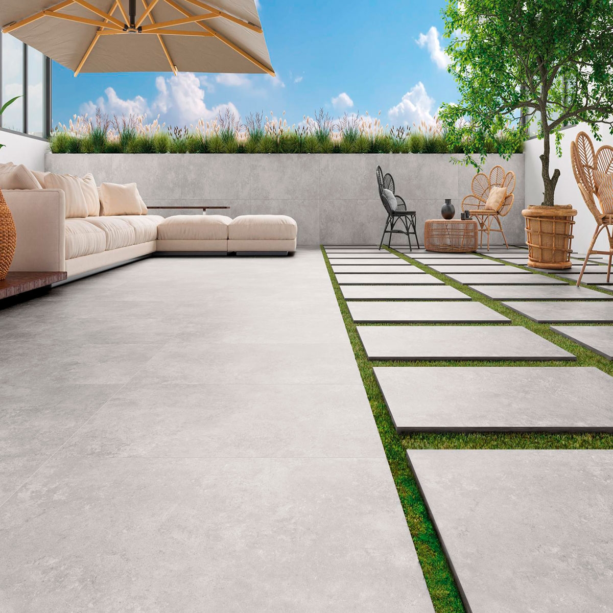 Exterior com pavimento antiderrapante Koncept Ext Argent 60x60