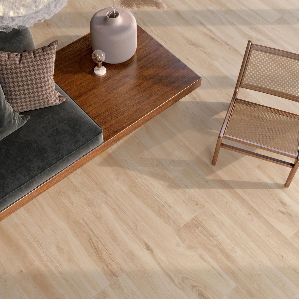 Intérieur avec revêtement de sol CR Rovere Honey 20x120