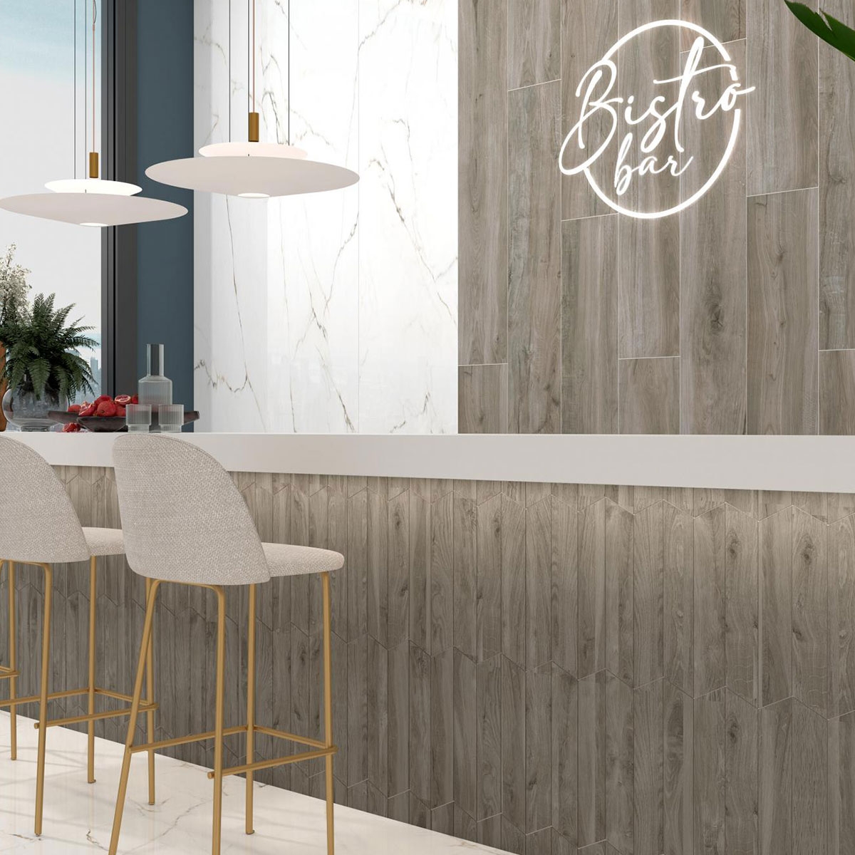 Innenraum mit CR Rovere Desert 20x120 Beschichtung