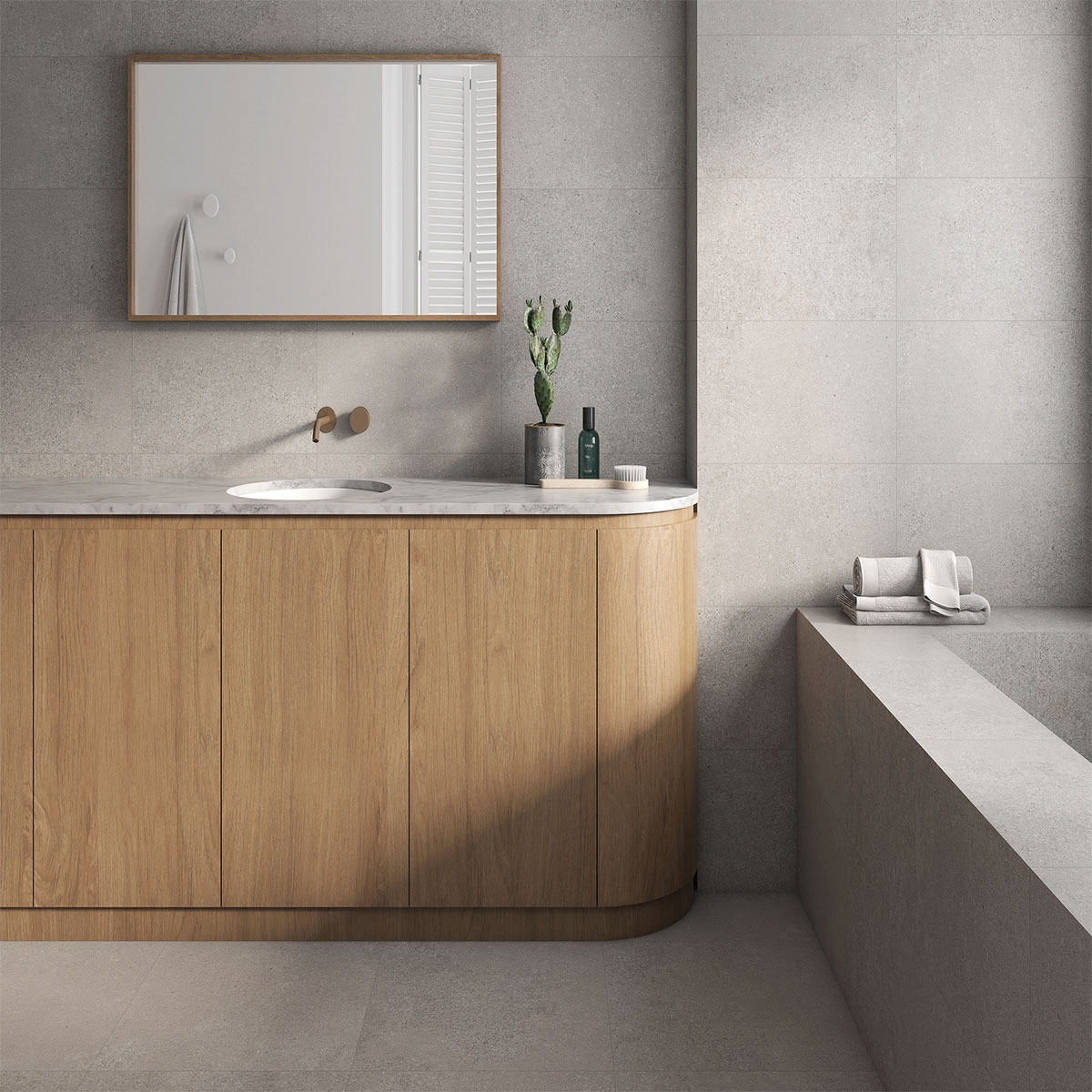 Casa de banho com pavimento Geneve Grey 30x60