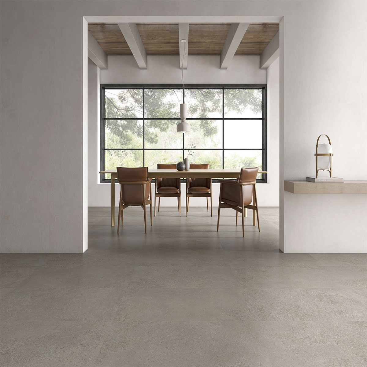 Interior com piso Geneve Cendre 60x120