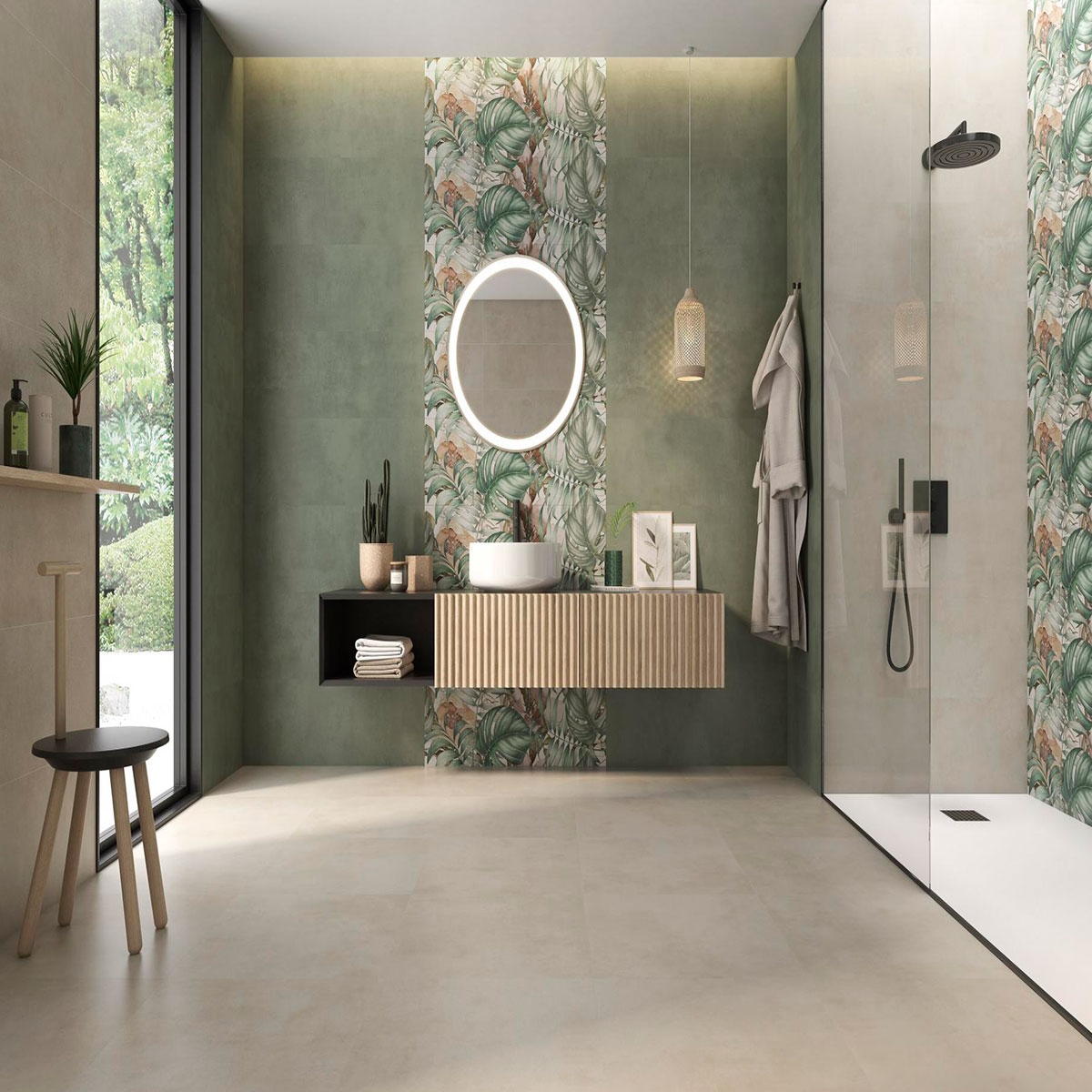Eleganza Salle de bain antidérapante beige avec dallage 60x60